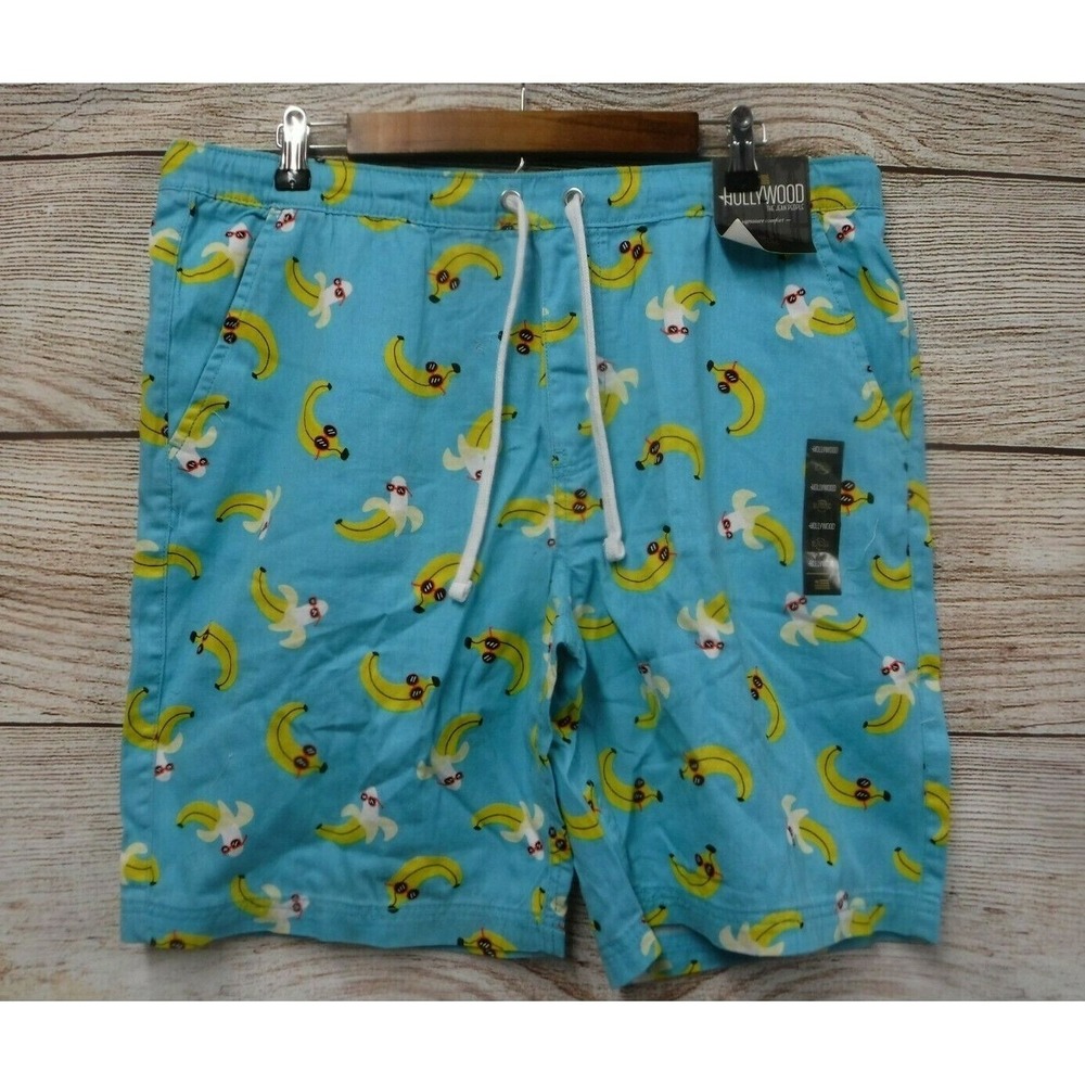 Hollywood Shorts Mens Size XLarge Island Blue Banana Twill Slim Fit Shorts New